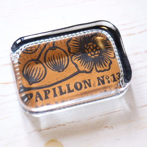 Glass Paperweight - Heirloom Rectangle paperweight Papillon Press Orange Blooms 