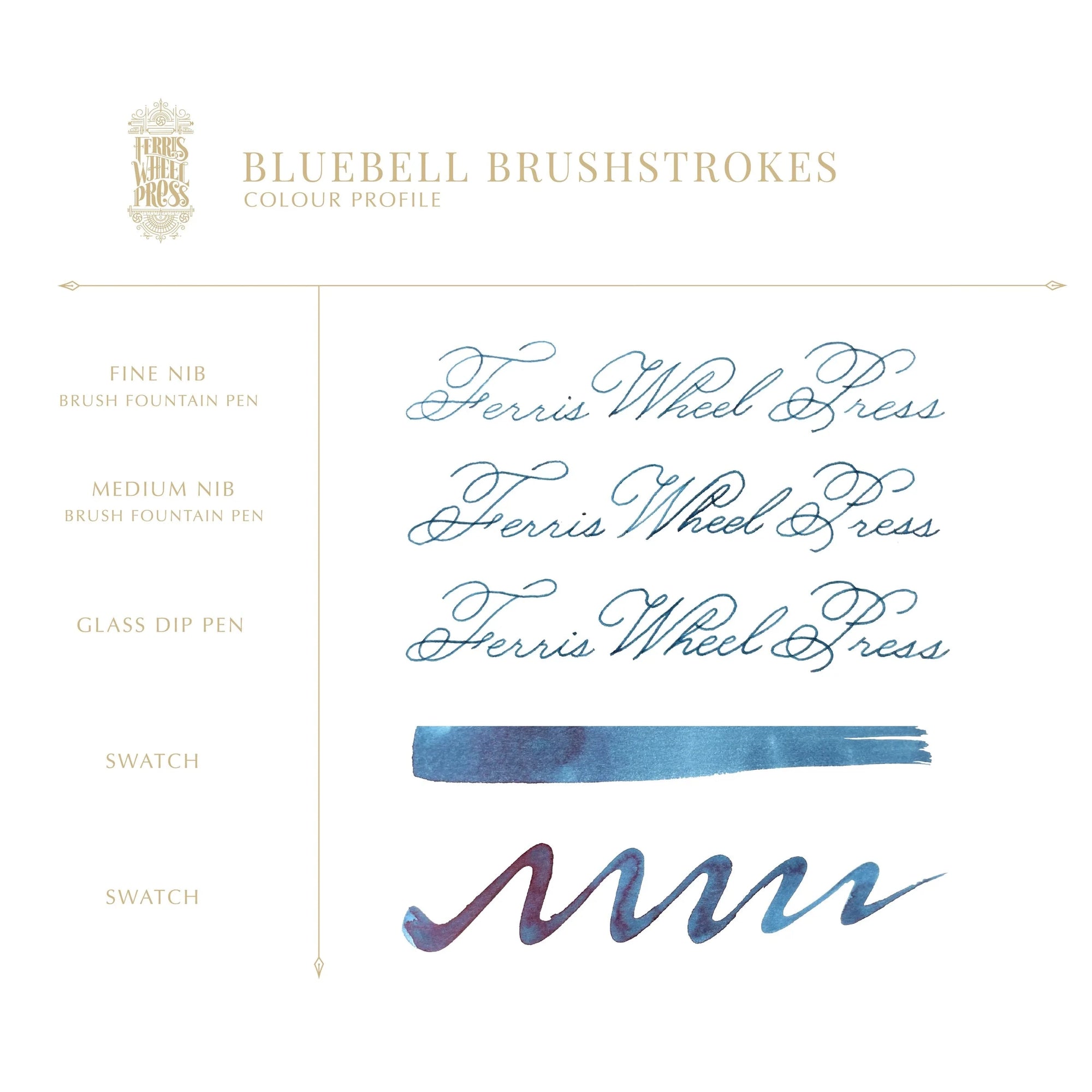 38ml - Bluebell Brushstrokes Bottled Ink Ferris Wheel Press 