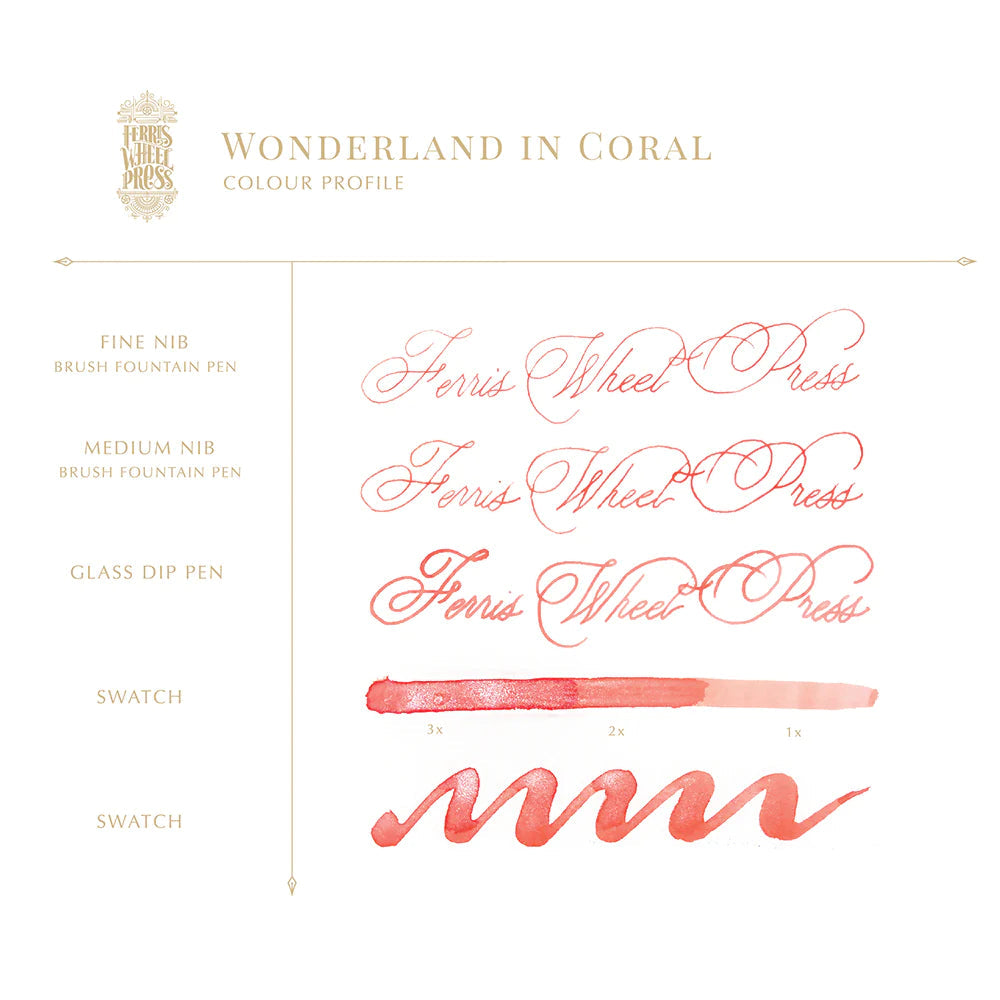 38ml - Wonderland in Coral Ink Bottled Ink Ferris Wheel Press 