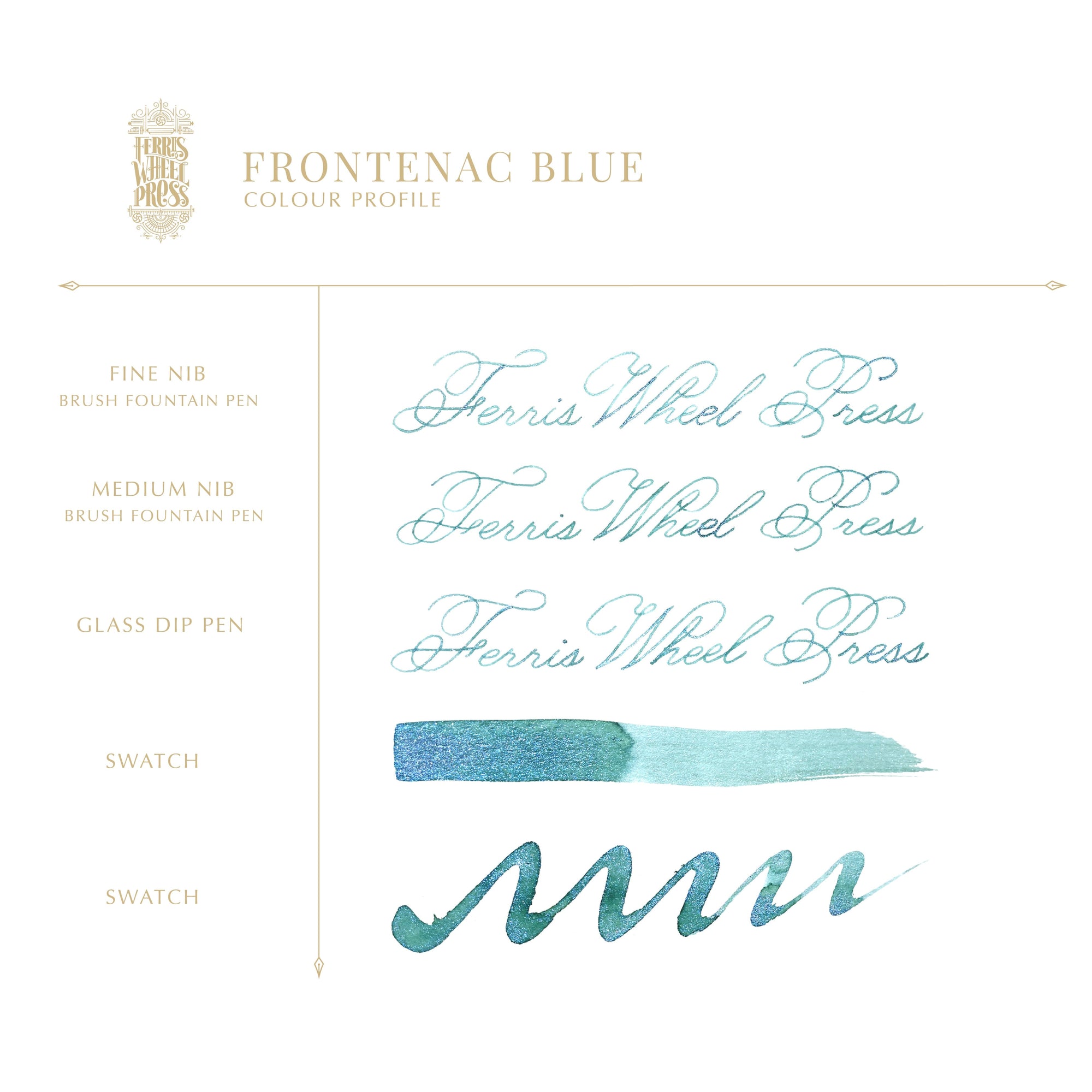 38ml - Frontenac Blue Ink Bottled Ink Ferris Wheel Press 