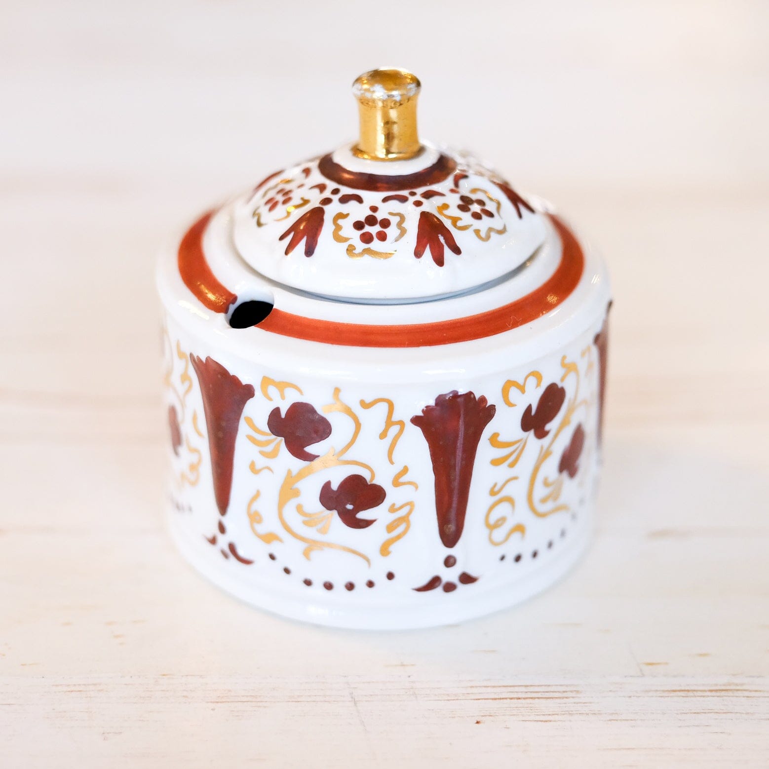 Hand-Painted Porcelain Inkwell Inkwell Antique Item 