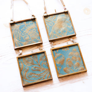 Brass Frame Ornaments Ornament Papillon Press Blooms - Emerald + Gold 