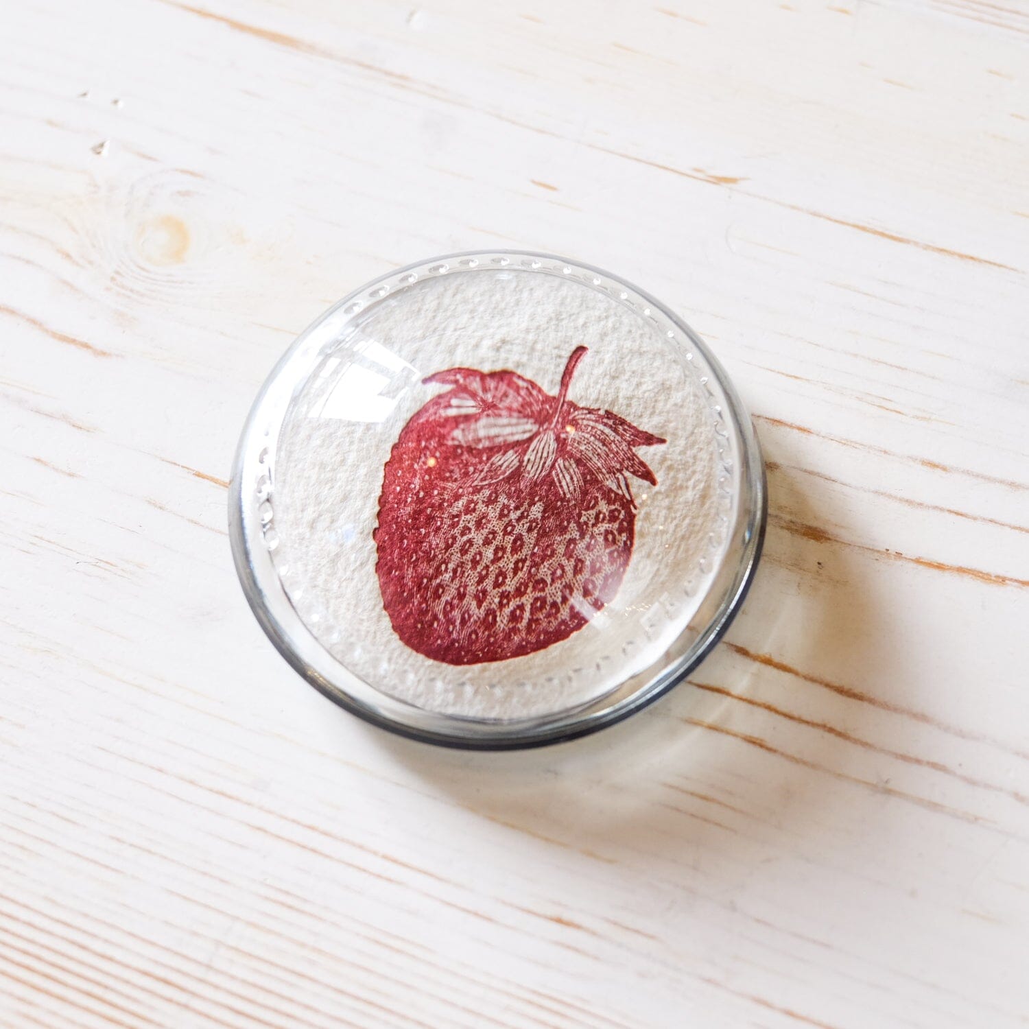 Glass Paperweight - Small Dome paperweight Papillon Press Red Strawberry 