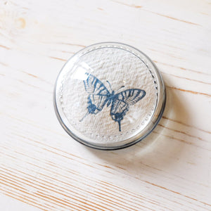 Glass Paperweight - Small Dome paperweight Papillon Press Blue Butterfly 