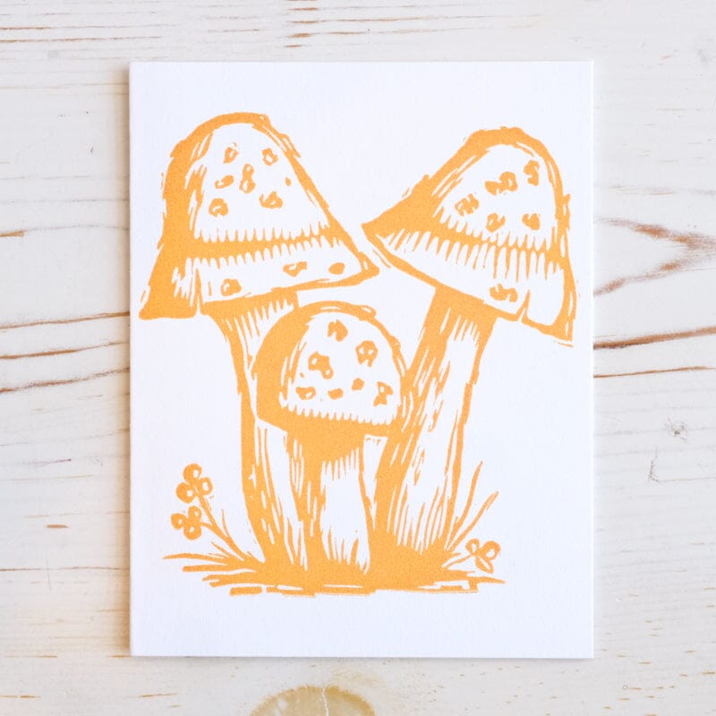 Mushroom Letterpress Greeting Card Greeting Card Papillon Press Orange 