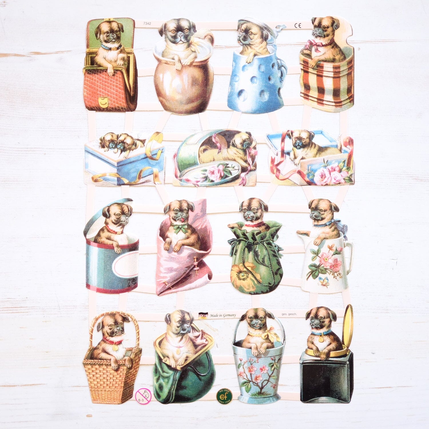 Victorian Die Cut Papers Die Cut Papers Antique-Style Item Puppies 