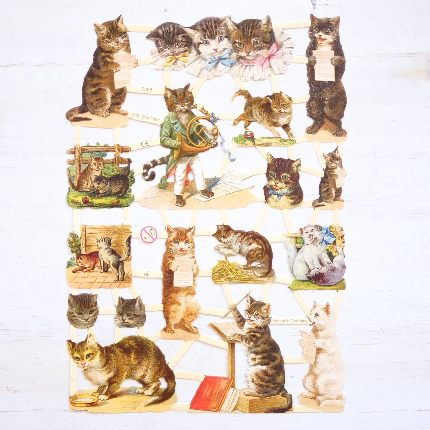 Victorian Die Cut Papers Die Cut Papers Antique-Style Item Kittens 