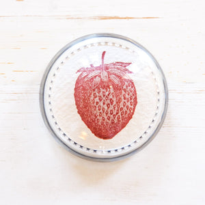 Glass Paperweight - Small Dome paperweight Papillon Press Red Strawberry 