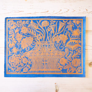 Abundance - Indigo and Gold Art Print Papillon Press 