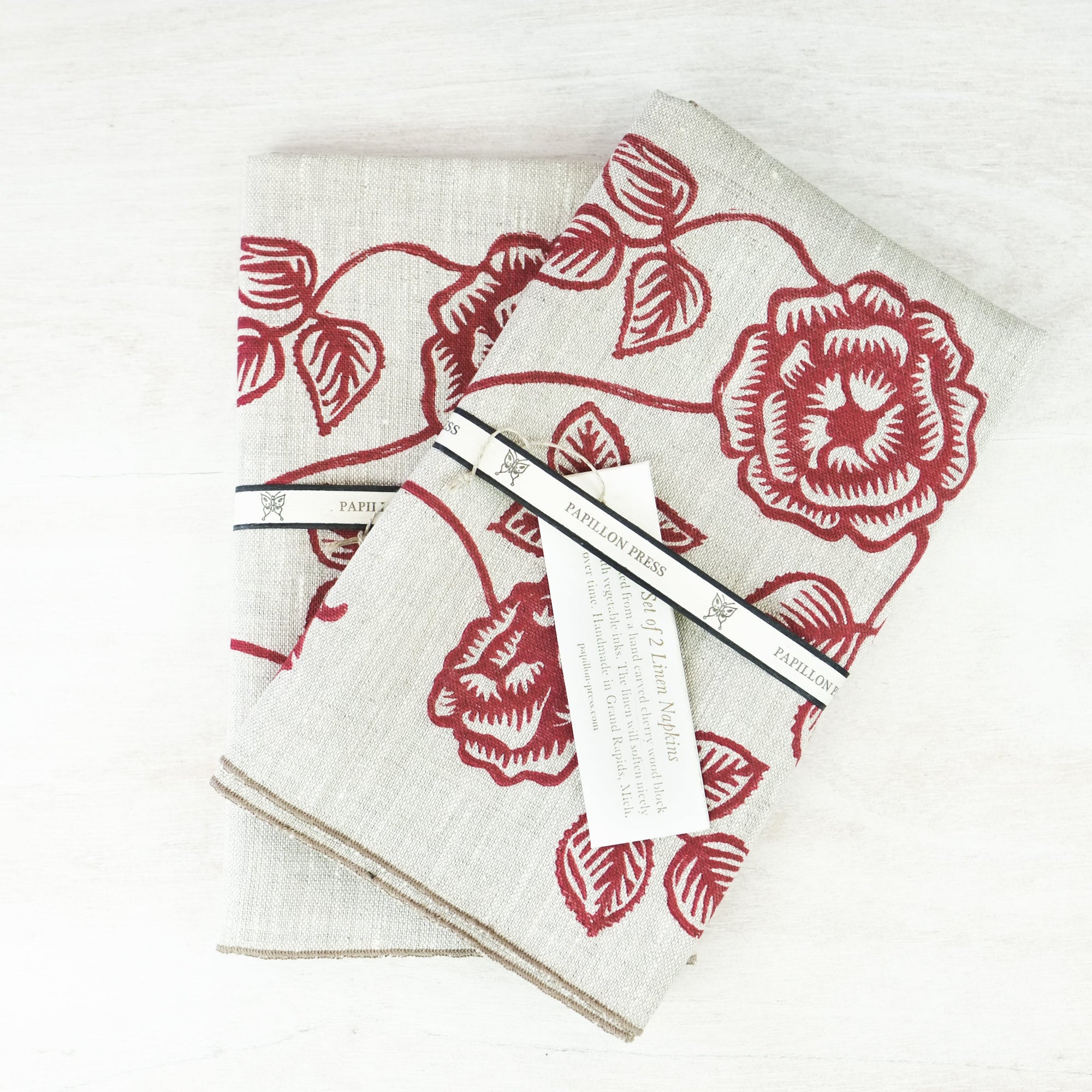 Rose Linen Napkins Linen Napkins Papillon Press 