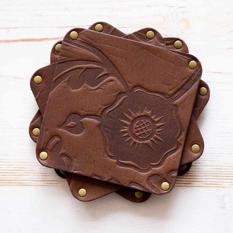 Leather Coasters: Set of 4 Leather Coaster Papillon Press 