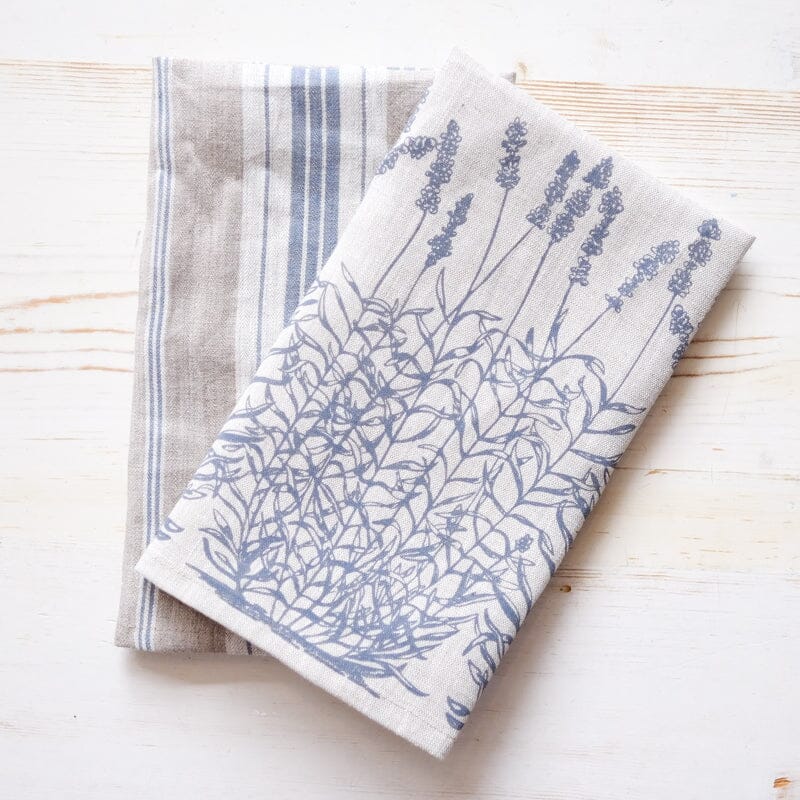 Linen Tea Towel Set Tea Towel Papillon Press Lavender 